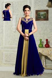 Blue Indian Designer Floor Length Evening Gown In Georgette Net I15348 Western Dresses For Women Evening Gowns Gowns