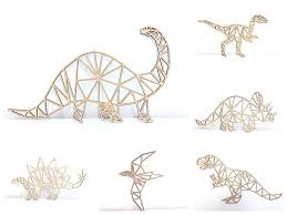 Dinosaures Geometriques Pret A Decorer Approvisionnement D Artisanat En Bois Blanc Laser Decor Geometrique Cou Geometric Decor Dino Decorations Trex Wood