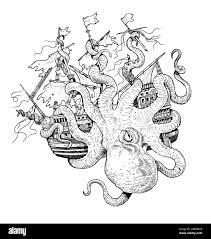 Monster Monday - Drawing The Kraken Attacking A Ship - Youtube