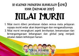 Pengertian nilai moral menurut para ahli, jenis, dan contohnya dalam keseharian baca di web dosensosiologi.com. 10 Elemen Merentas Kurikulum Emk Dalam Kssr Semakan 2017