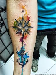 Anchor tattoo designs have been around for hundreds of years; Modern Traditional Style Colored Forearm Tattoo Of Compass And Roped Anchor Tattooimages Biz