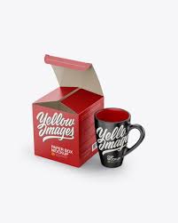 Opened Box With Mug Mockup Half Side View High Angle Shot In Box Mockups On Yellow Images Object Mockups Mockup Free Download Mockup Psd Mockup Free Psd