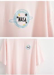 Itgirl Shop Nasa Embroidery Badge Black Cotton O Neck T Shirt Aesthetic Apparel Tumblr Clothes Sof Aesthe Shirt Embroidery Embroidery Tshirt Diy Clothes