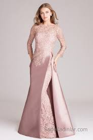 Pudra Rengi Abiye Modelleri Uzun Kayik Yaka Uzun Kollu Saten Pelerinli Etek Dress Up The Dress Balo Elbiseleri