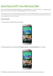 In order to receive a network unlock code for your htc one (m8) you need to . Hard Reset Htc One M8 Dual Sim Manualzz