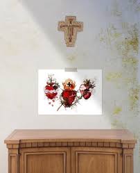 Sacred Heart Of Jesus Immaculate Heart Of Mary And Chaste Etsy In 2020 Catholic Print Catholic Art Sacred Heart