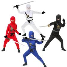 Black And White Superhero Suit Child Warrior Ninjas Red Blue Black White Ninja Assassin Suit Halloween Costume Suit Boy Halloween Costumes Boy Costumes