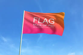 Waving Flag Mockup In 2020 Mockup Brochure Template Psd Flag