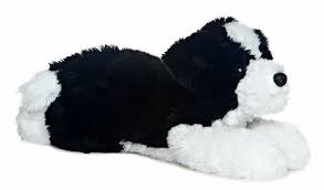 Black And White Dog Stuffed Animal 12 Aurora Plush Puppy Dog Black White Border Collie Flopsie Stuffed Animal Toy Pet Toys Animals Plush Stuffed Animals