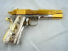 Engraved Black And Gold 1911 Pin En Live By The Gun