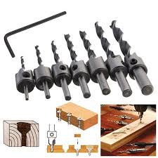 7pcs Woodworking Countersink Drill Bits Woodworking Chamfer High Speed Steel Countersink Drill Bits Set With One Free Hex Key Perfect Walmart Com Drill Bits Drill Bit Sets Learn Woodworking