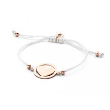 17 cm avec anneaux de réglage à 16 cm et 15 cm. Bracelet Femme Charme Coeur Acier Inoxydable Or Rose Cordon Blanc