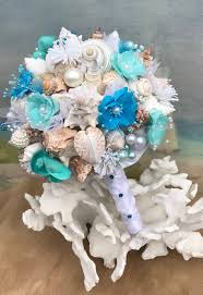 Blue Teal And Aqua Beach Bouquet Seashell Bouquet Bridal Etsy Beach Bouquet Seashell Bouquet Bridal Bouquet