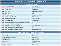 Investment banking is a popular career choice for mba graduates. World S Best Investment Banks 2021 Global Winners Global Finance Magazine