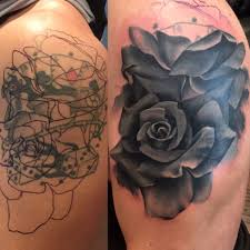 Grey Opaque Rose Cover Up By Lou Bragg Rose Tattoo Cover Up Cover Tattoo Rose Tattoos