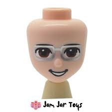 LEGO Friends Julian Minidoll Head; Light Nougat With Reddish Brown Eyes,  Silver Glasses. MDH5