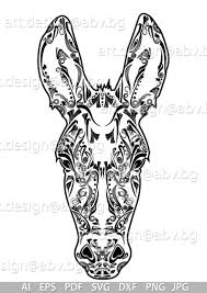 Vector Donkey Head From Floral Ornaments Svg Dxf Ai Eps Etsy In 2020 Pictures To Draw Coloring Pages Vector