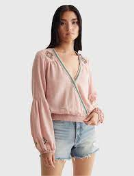 Limited Edition Beaded Surplice Wrap Top Lucky Brand
