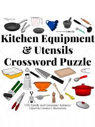 Nonstick skillets, a sauce pan and a cast iron dutch oven will easily be your most used pieces of kitchen equipment, and they can be tucked away without a commotion. Kitchen Equipment And Utensils Crossword Puzzle Teaching Resources