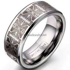 8mmtungsten Carbide Ring Comfort Fit Laser Etched Cross Men Jewelry Wedding Band Gothic Engagement Ring Engagement Rings For Men Tungsten Mens Rings