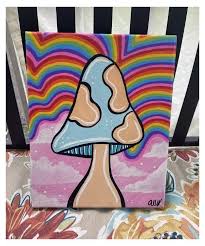 Psychedelic Cloud Mushroom Canvas Painting Happy Mushroom Drawing Happymushroomdrawing 8 X 10 Happy Pop Art Canvas Diy Canvas Art Painting Diy Canvas Art
