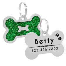 Glitter Personalized Dog Id Tag Customized Bone Shape Name Tag Plate Pet Dog Dog Id Dog Id Tags Dog Person