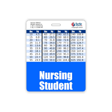 Nursing Student Badge Buddy Horizontal W Height Weight Conversion Charts Oversized Blue