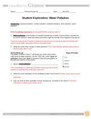 On the type tab, under types of pollution, check that toxic is selected. Water Pollution Gizmo 1 Docx Name Date Student Exploration Water Pollution Vocabulary Bacterial Pollution Nutrient Pollution Sediment Pollution Course Hero