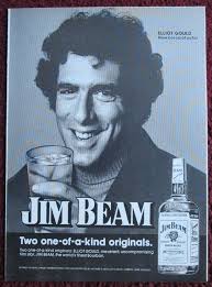 1974 Jim Beam Bourbon Whiskey Print Ad ~ Elliot Gould, Film Star Original