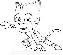 Laminas con dibujos para aprender palabras y colorear con letra: Dibujos De Pj Mask Heroes En Pijamas