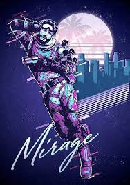 Apex Legends Mirage 80s Retro Poster By Ninjadesigninc Retro Poster 80s Characters Legend Apex legends watercolour splatter characters bloodhound #displate artwork by artist andi permana. apex legends mirage 80s retro poster