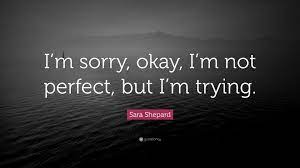 We all make mistakes, we all encounter failure, but how we view these i remind myself that i am human and that god made me this way for a reason, and i remind myself to keep persevering. Sara Shepard Quote I M Sorry Okay I M Not Perfect But I M Trying