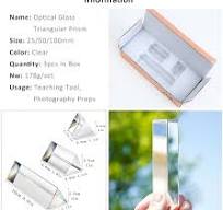 Juego de 3 prismas de vidrio equiláteros de -1 pulgada, 2 y 4 pulgadas de  longitud, prismas ópticas de vidrio triangular, enseñanza, espectro de luz  ...