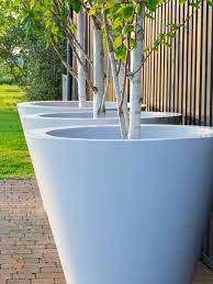 Grey fiberstone indoor outdoor modern square planter pot. Pin On Yard
