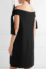 Tibi Off The Shoulder Bow Embellished Crepe Mini Dress Black Mini Black Dress Mini Dress Dresses