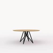 design tafel rond butterfly vlinder quadpod zwart hardwax olie naturel 3062 studio henk eiken hout kwaliteit stalen ijzer ronde eettafel eettafel ovalen tafel