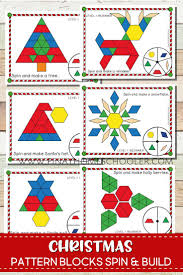 Christmas Pattern Blocks Spin And Build Christmas Kindergarten Christmas Math Preschool Christmas