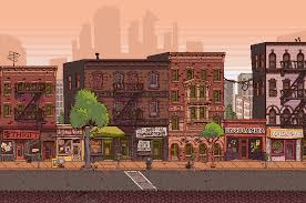 Urban Buzz City Street Pixel Art Games Game Background Art Pixel City
