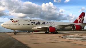 Virgin Atlantic 747 rolls down the taxiway at MCO