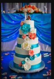 Coral And Turquoise Wedding Cakes Coral Wedding Cakes Turquoise Wedding Cake Sugar Flower Wedding Cake