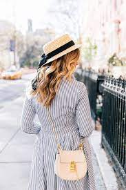 Pin By Anne On Fashion Outfits Outfits With Hats Striped Midi Dress Straw Hats Outfit