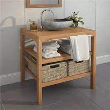 The latest on our store health and safety plans. Bathroom Vanity Cabinet With 2 Baskets Solid Teak 74x45x75 Cm