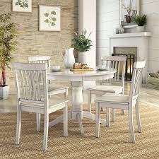 Lexington 5 Piece Wood Dining Set Round Table And 4 Mission Back Chairs White Walmart Com Round Dining Table Sets Kitchen Table Settings Small Kitchen Tables