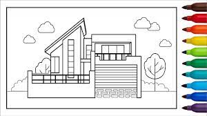 Download gambar rumah mewah gambar mewarnai rumah mewah jpg downloaded 998 times 46 kb. Cara Menggambar Rumah Modern Lembar Mewarnai Rumah Youtube