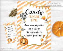 Halloween Baby Shower Game Candy Guessing Game Printables Etsy