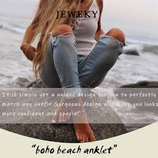 Jeweky Boho Layered Crystal Anklets Silver Rhinestone Ankle Bracelets Chain Beach Foot Jewelry For Women And Girls Women Clothing Shoes Jewelry jeweky boho layered crystal anklets