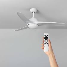 Kichler chiara 52 3 blade hugger indoor ceiling fan with blades, led light kit and wall control. Techbrey Ceiling Fan Led Leo White 132cm Led Ceiling Fan Dc Motor 3 Blades 40w Power Abs Remote Control 6 Speeds Ceiling Fans Aliexpress