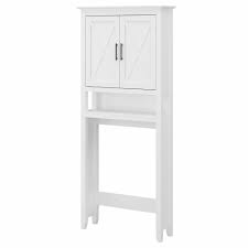 The glacier bay slat style metal space saverthe glacier bay slat style metal space saver fits over your toilet to instantly create more storage inside any bathroom. Bush Furniture Key West Bathroom Over Toilet Storage Cabinet In White Ash Kws268was 03