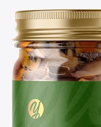 Clear Glass Jar With Marinated Mixed Mushrooms Mockup In Jar Mockups On Yellow Images Object Mockups
