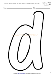 5 pages of alphabet flashcards which have the uppercase and lowercase letter on them and two pictures representing the letters. Alphabet Small Letter Coloring Page D